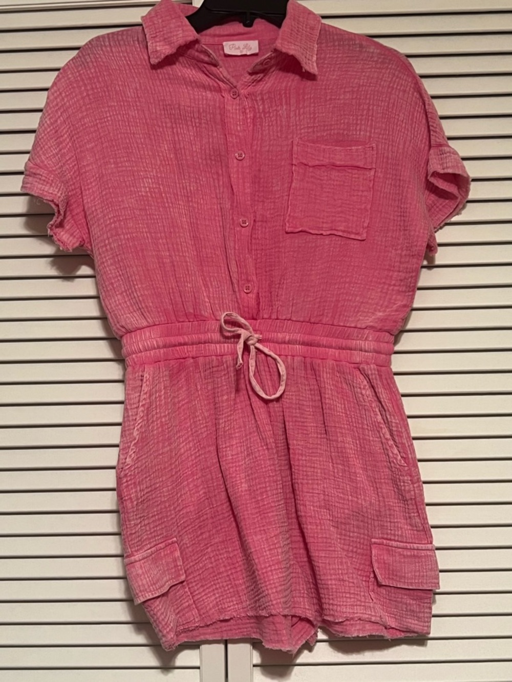 Pink Lily Pink Gauze Romper